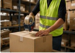 Worker preparing a wholesale shipment